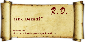 Rikk Dezső névjegykártya