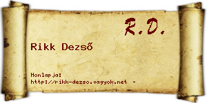 Rikk Dezső névjegykártya